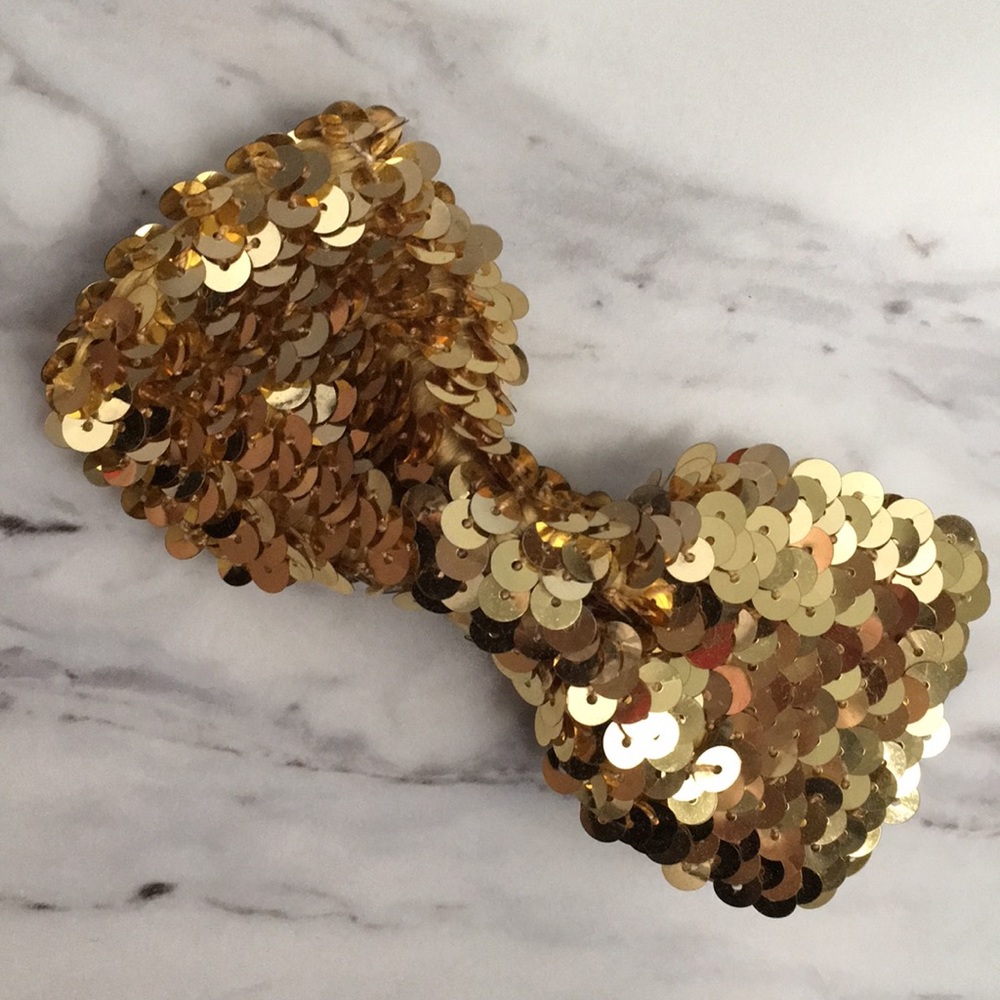 Gold Sequin Hair Clip Bow